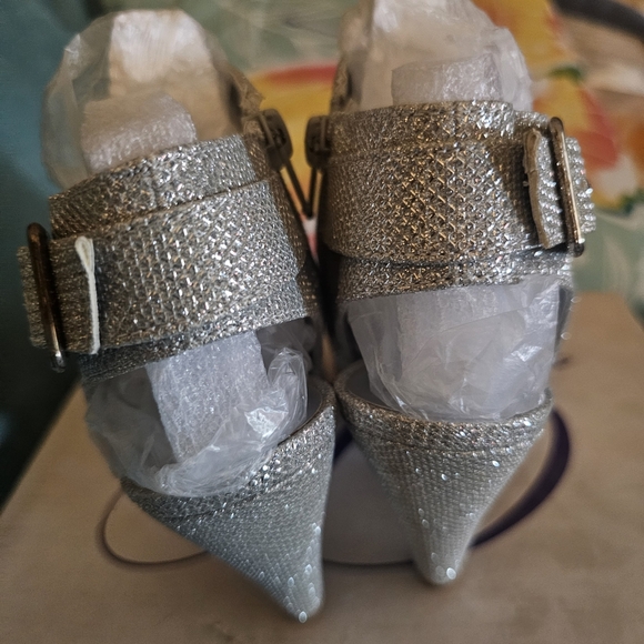 Delicious Metallic Silver Strappy Heels - Picture 6 of 10